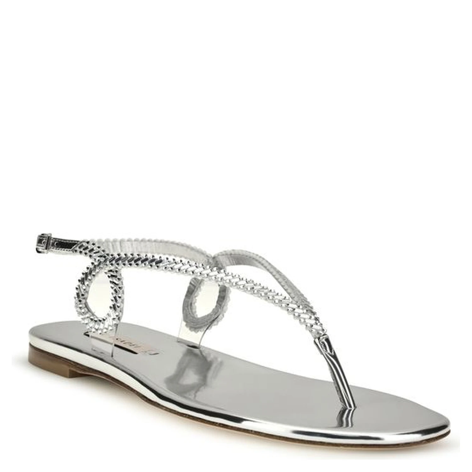 Silver Calf Leather Bos Taurus Flat Sandals