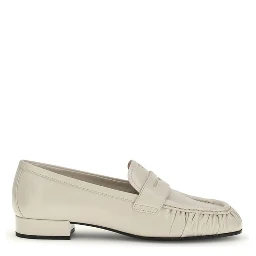 Beige Calf Leather Bos Taurus Slip-On Loafers