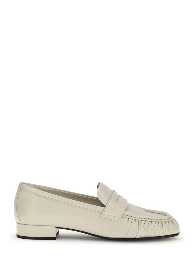 Beige Calf Leather Bos Taurus Slip-On Loafers