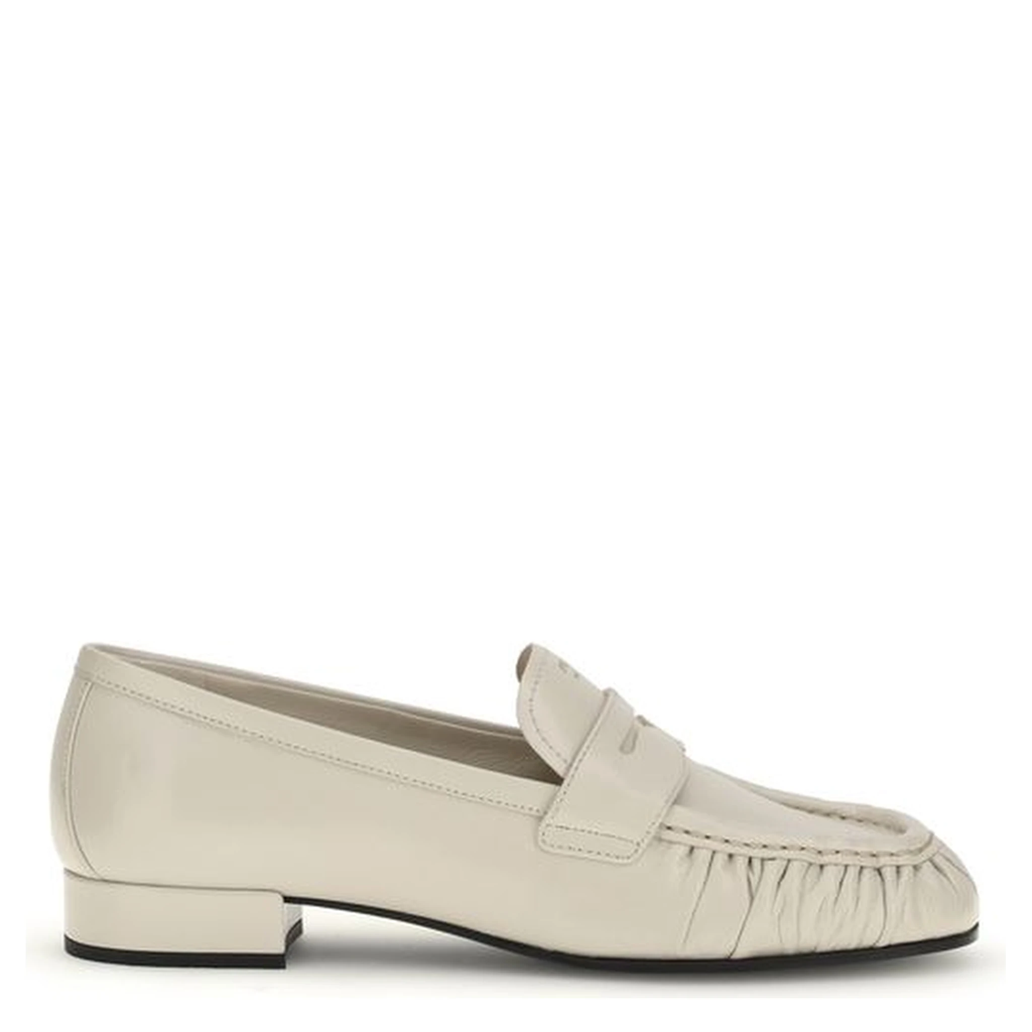 Beige Calf Leather Bos Taurus Slip-On Loafers
