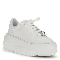 White Rubber Platform Sneakers