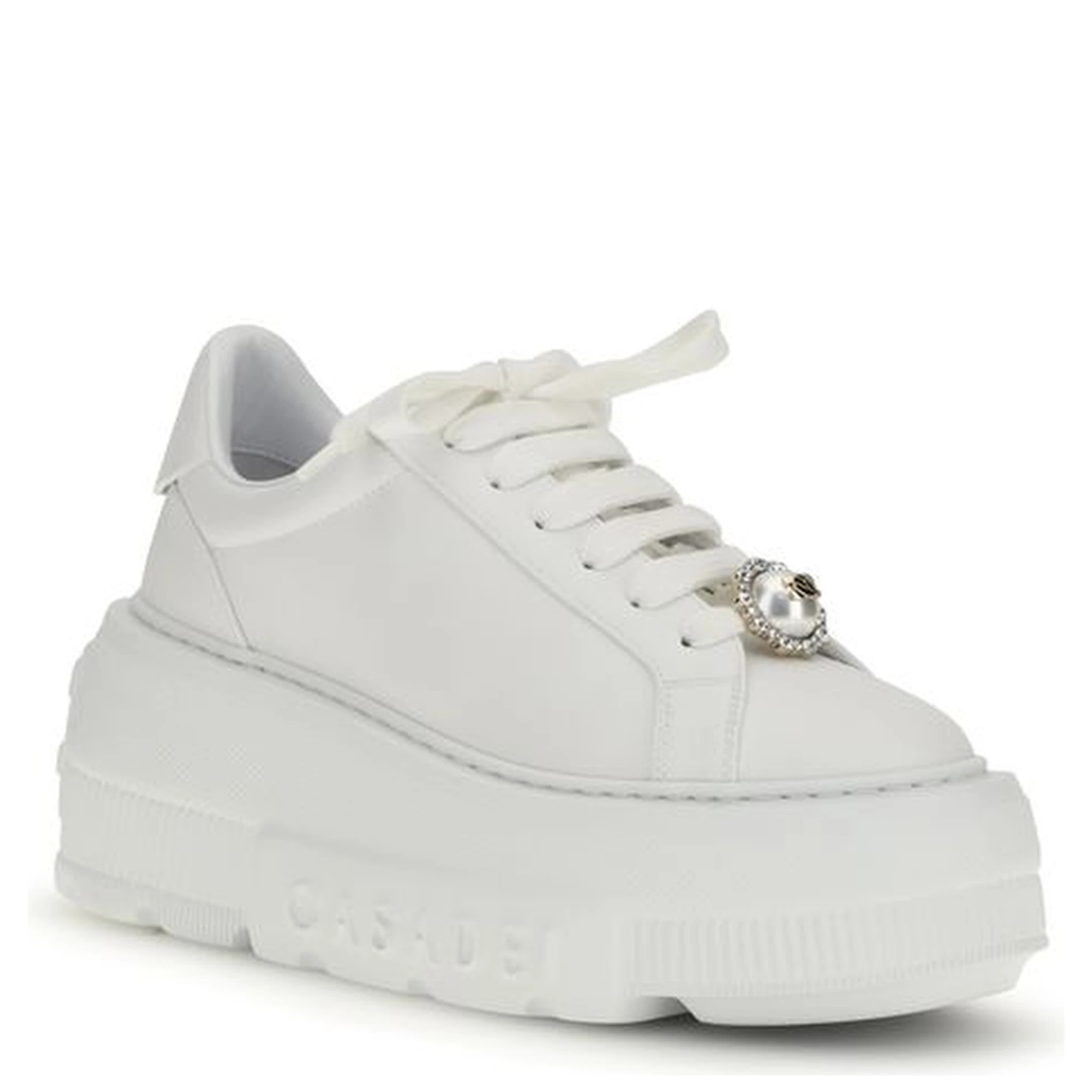 White Rubber Platform Sneakers