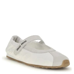 White Fabric Ballet Flats