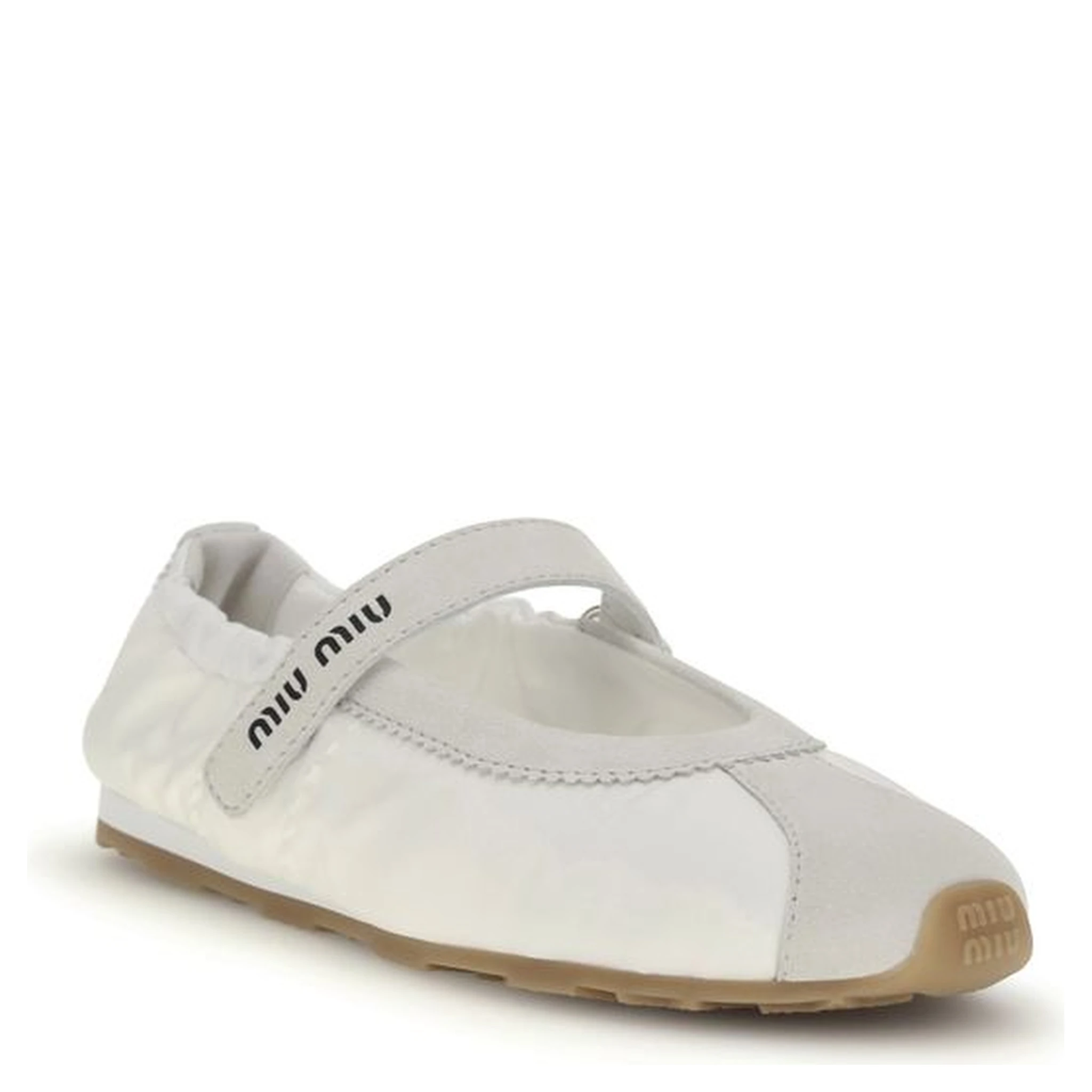 White Fabric Ballet Flats