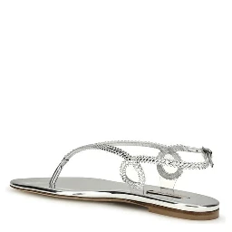Silver Calf Leather Bos Taurus Flat Sandals