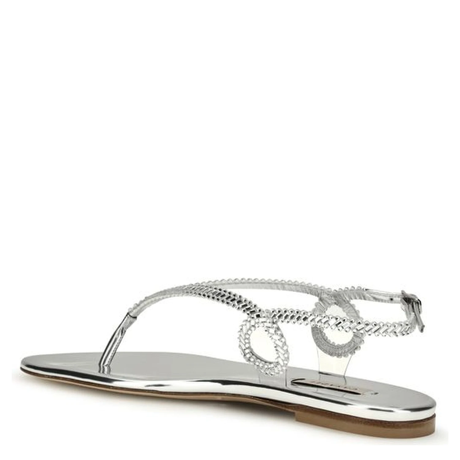 Silver Calf Leather Bos Taurus Flat Sandals