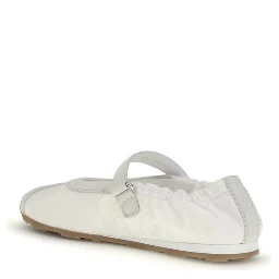White Fabric Ballet Flats