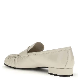 Beige Calf Leather Bos Taurus Slip-On Loafers