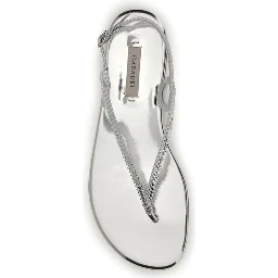 Silver Calf Leather Bos Taurus Flat Sandals