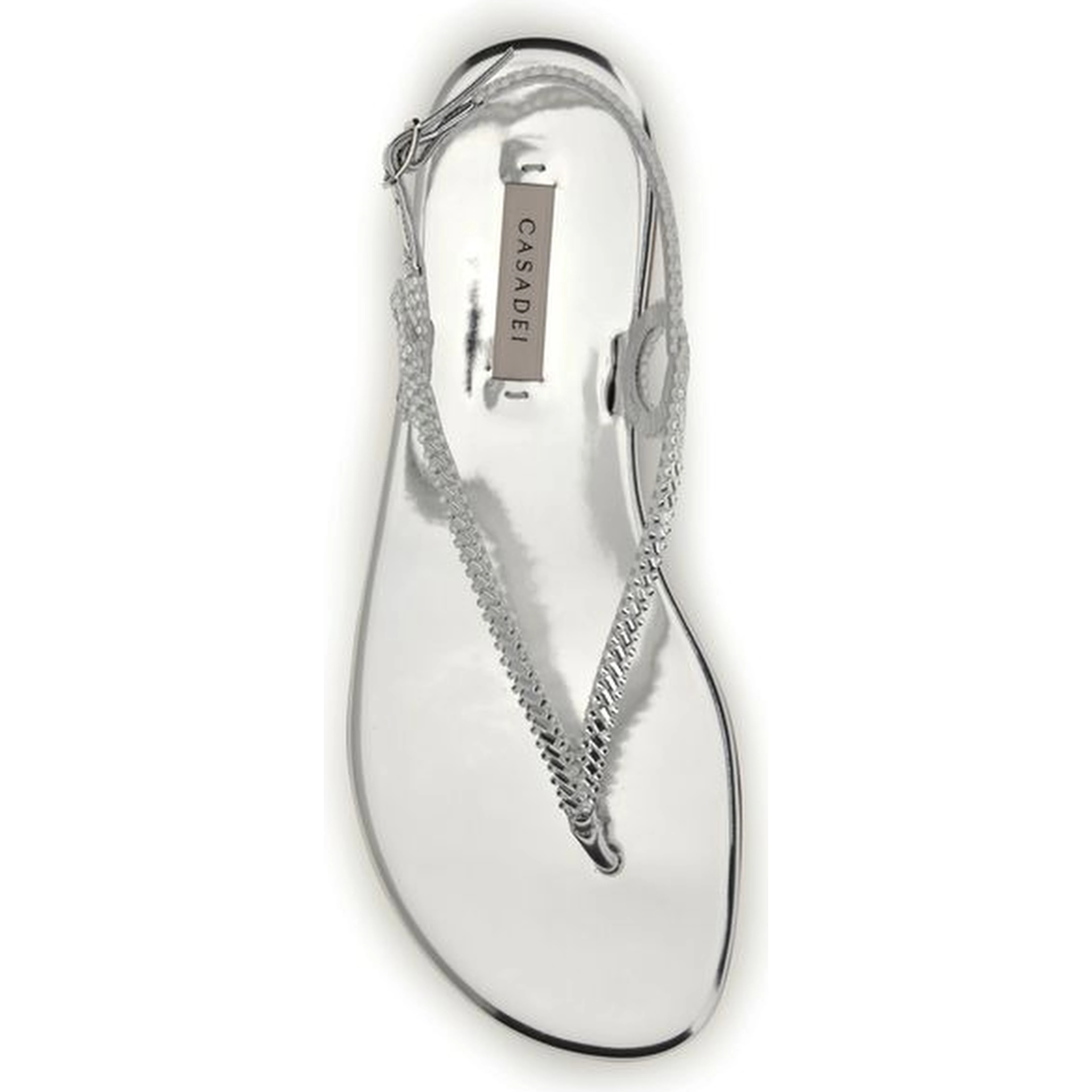Silver Calf Leather Bos Taurus Flat Sandals