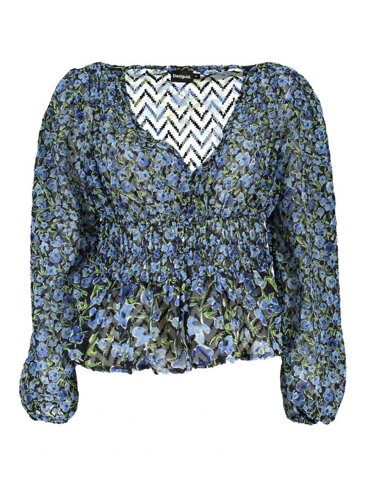 Blue Polyester Women Blouse