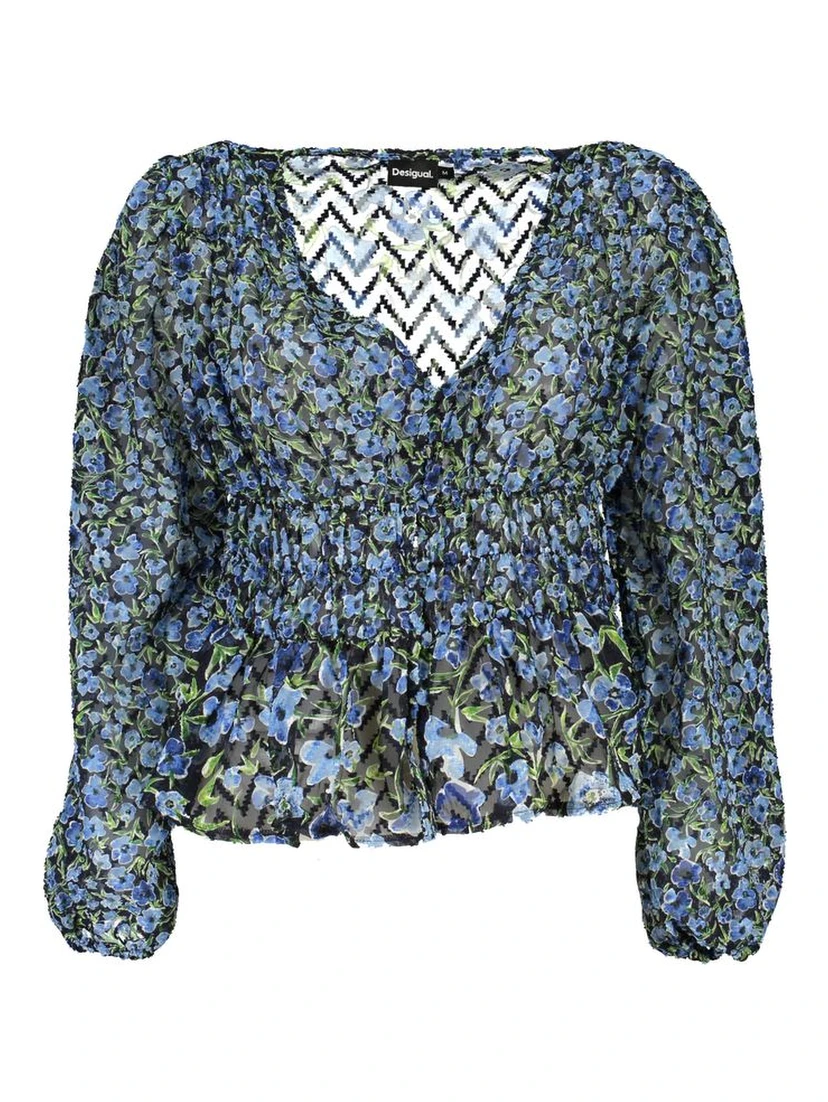 Blue Polyester Women Blouse