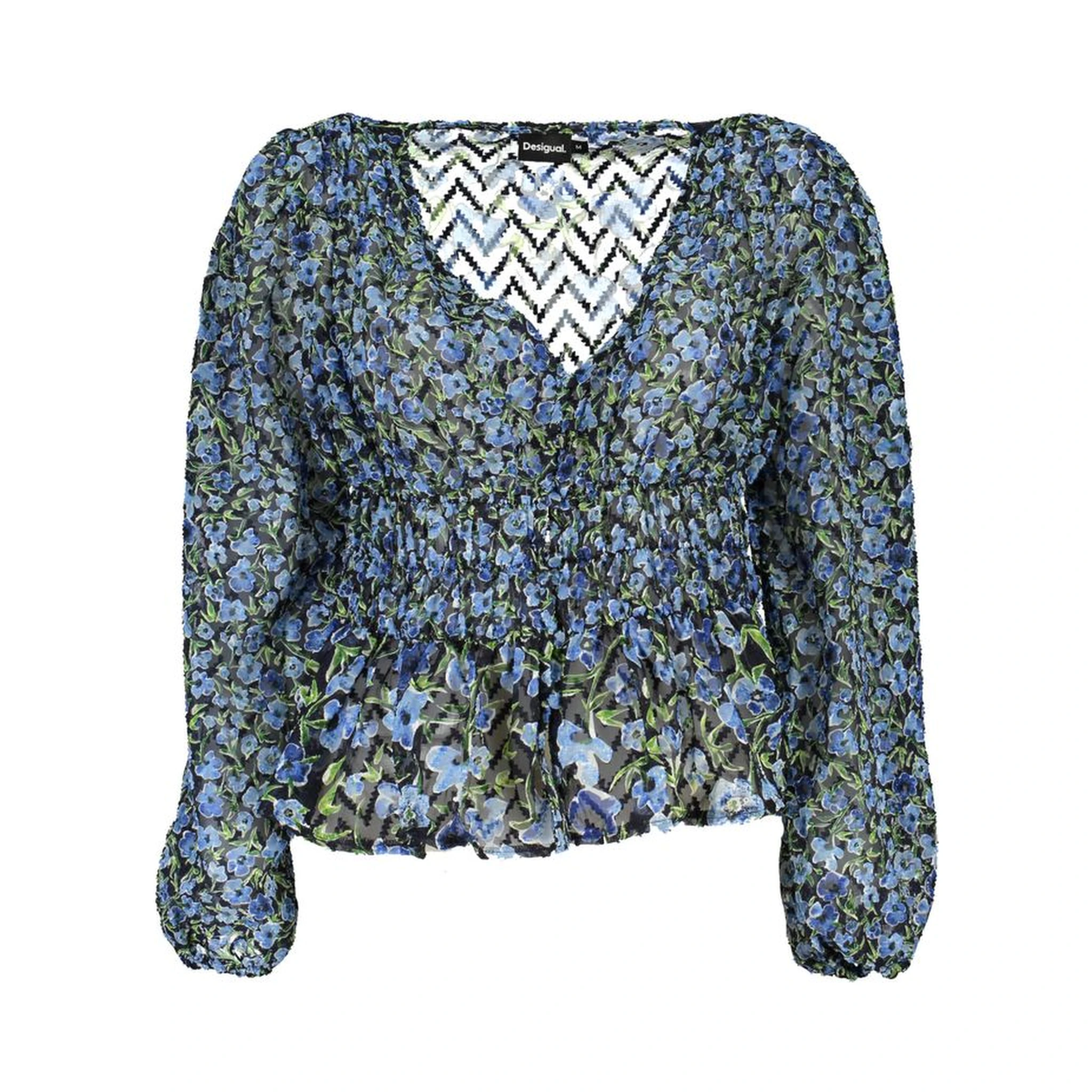 Blue Polyester Women Blouse