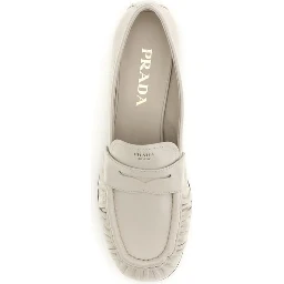 Beige Calf Leather Bos Taurus Slip-On Loafers
