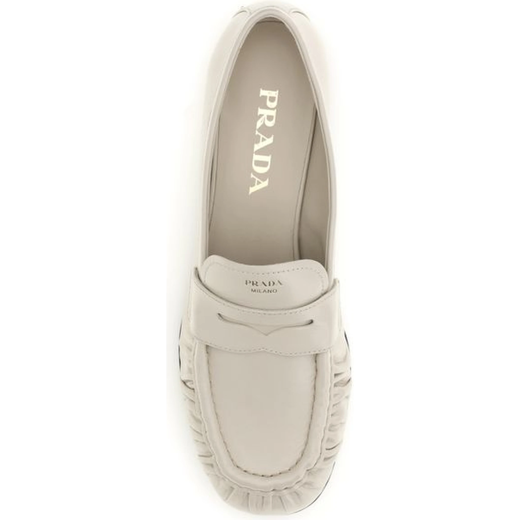 Beige Calf Leather Bos Taurus Slip-On Loafers