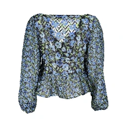 Blue Polyester Women Blouse