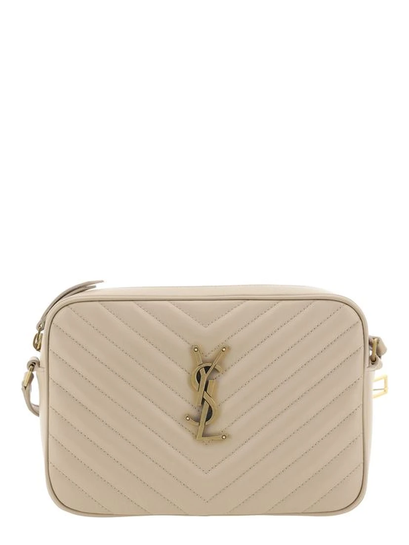 Beige Calf Leather Bos Taurus Shoulder Bag