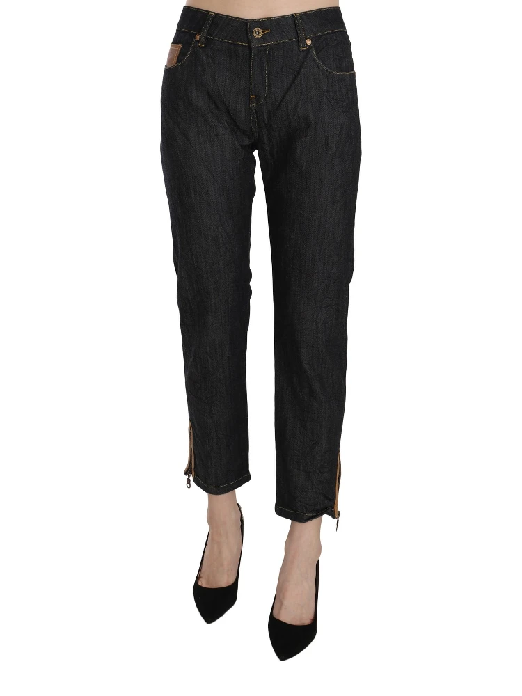 Cotton Blue High Waist Straight Cropped Trouser Jeans alternative
