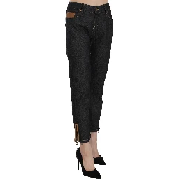 Cotton Blue High Waist Straight Cropped Trouser Jeans