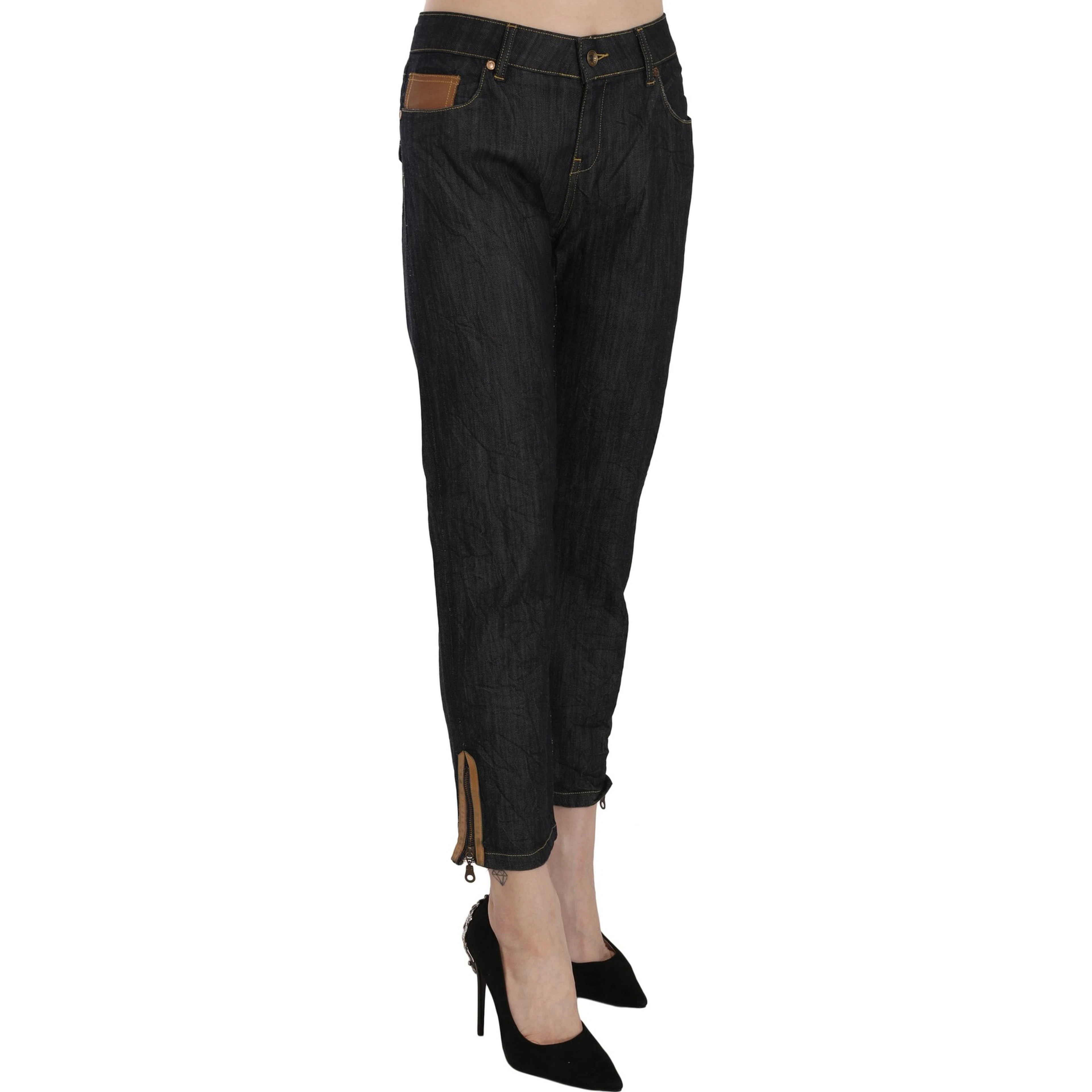 Cotton Blue High Waist Straight Cropped Trouser Jeans