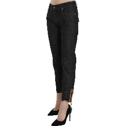 Cotton Blue High Waist Straight Cropped Trouser Jeans