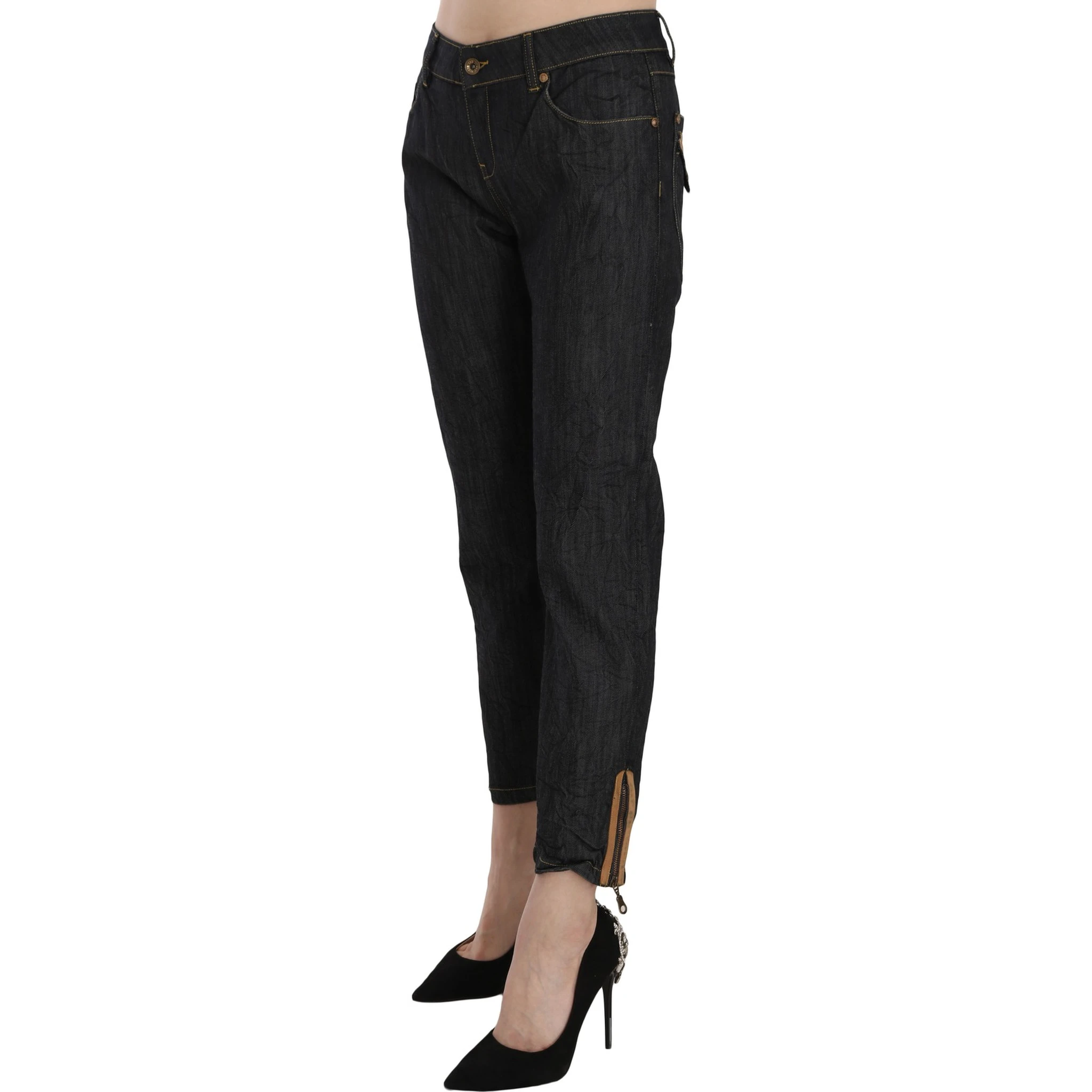 Cotton Blue High Waist Straight Cropped Trouser Jeans