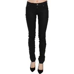 Cotton Black Mid Waist Skinny Denim Jeans