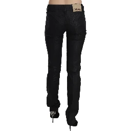 Black Swan Floral Embroidered Mid Waist Skinny Denim Jeans