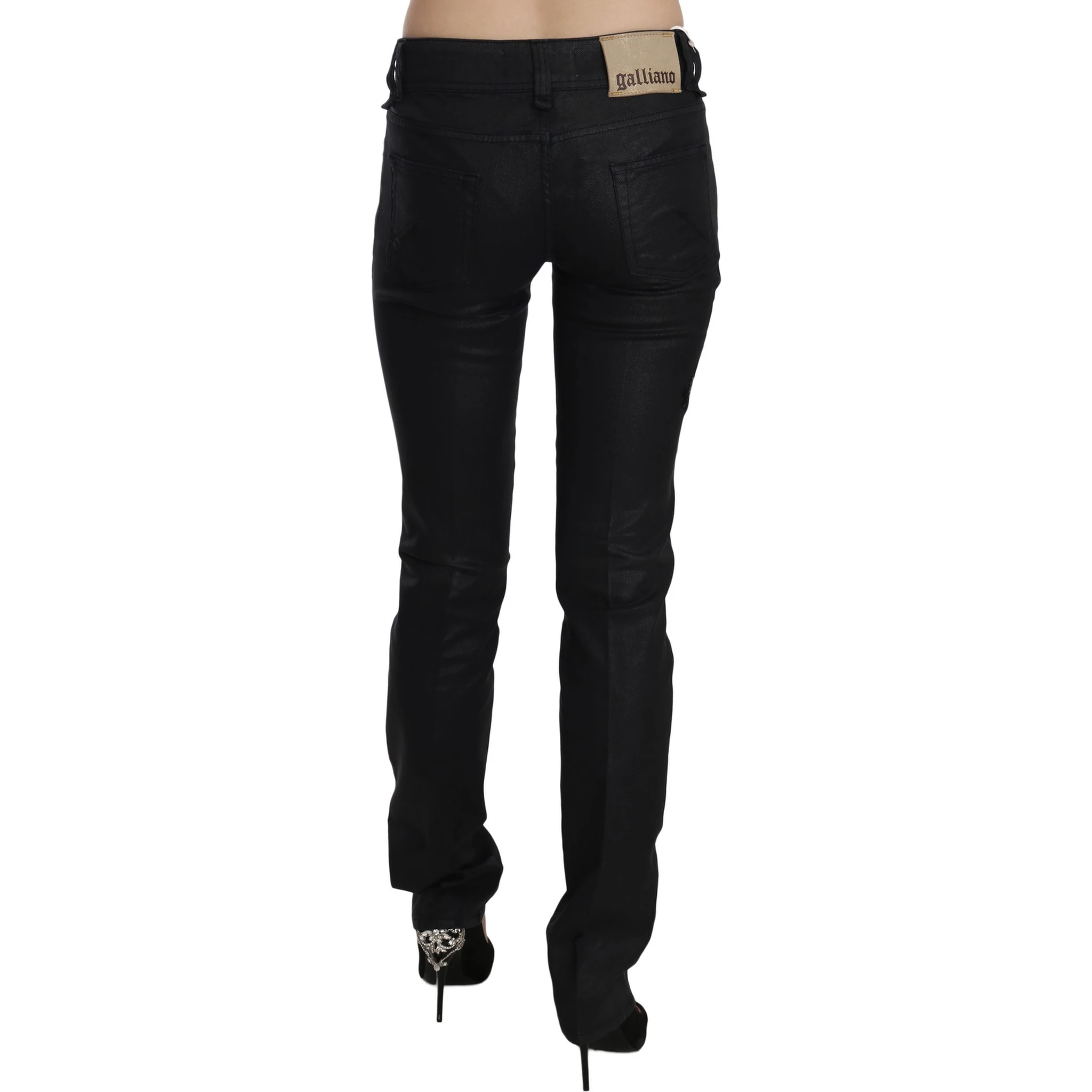 Black Swan Floral Embroidered Mid Waist Skinny Denim Jeans