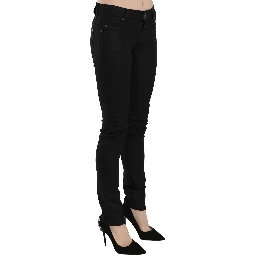 Cotton Black Mid Waist Skinny Denim Jeans