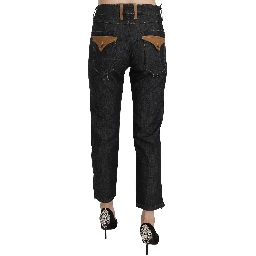Cotton Blue High Waist Straight Cropped Trouser Jeans
