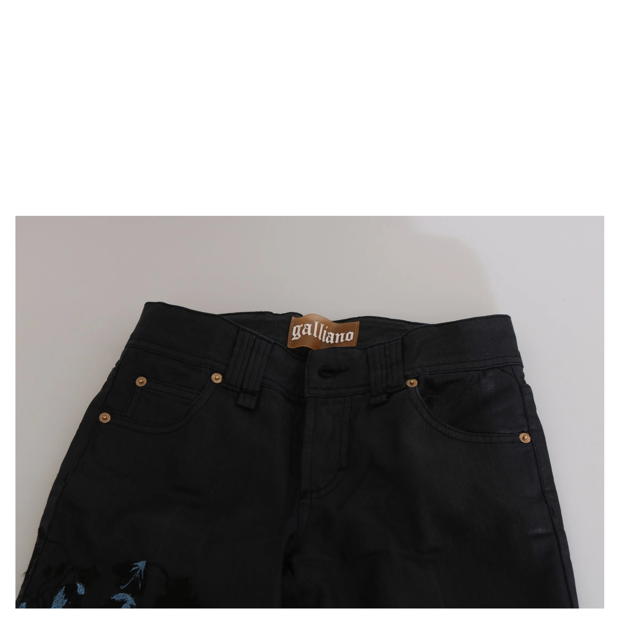 Black Swan Floral Embroidered Mid Waist Skinny Denim Jeans