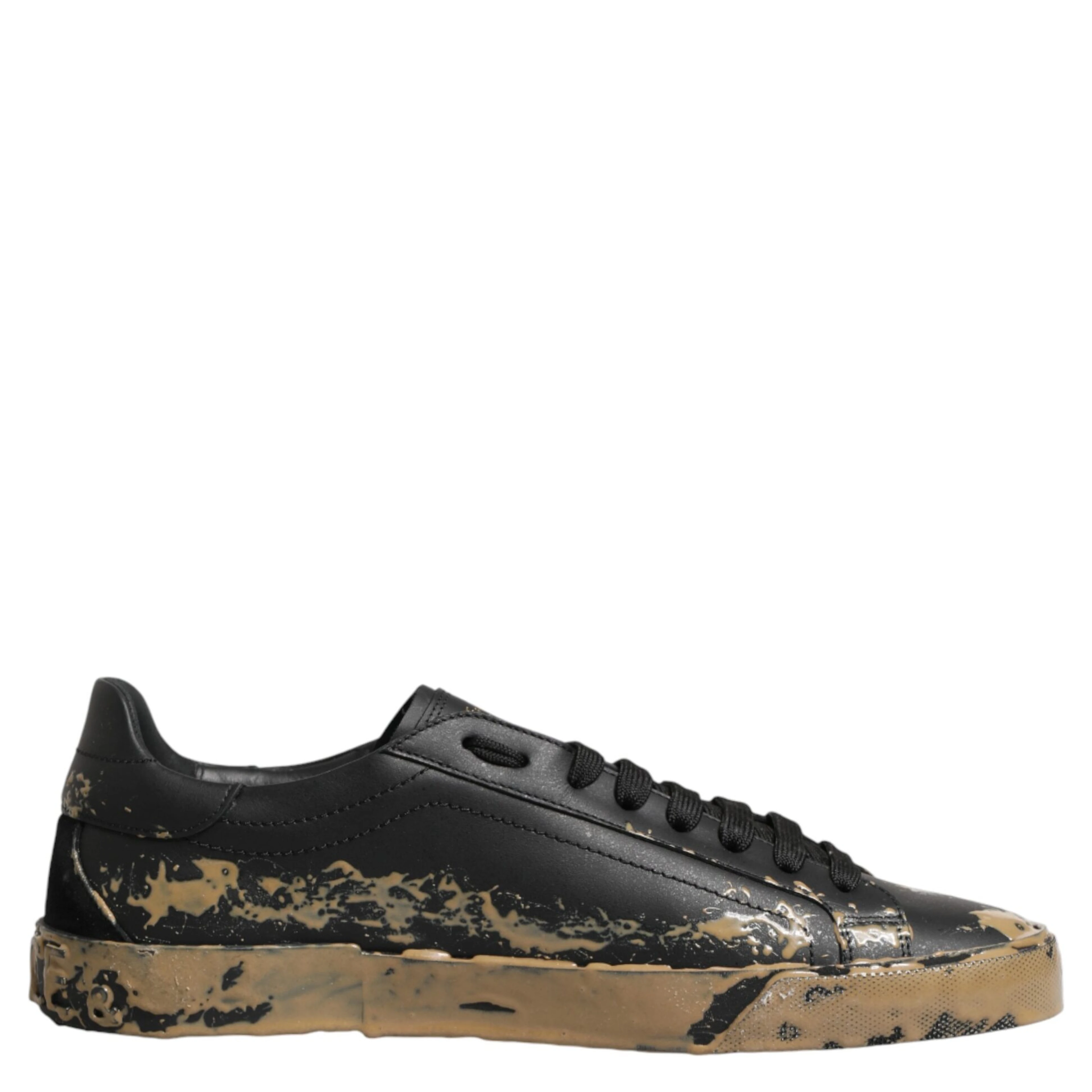 Black Portofino Mud Effect Low Top Sneakers Shoes