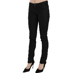 Cotton Black Mid Waist Skinny Denim Jeans