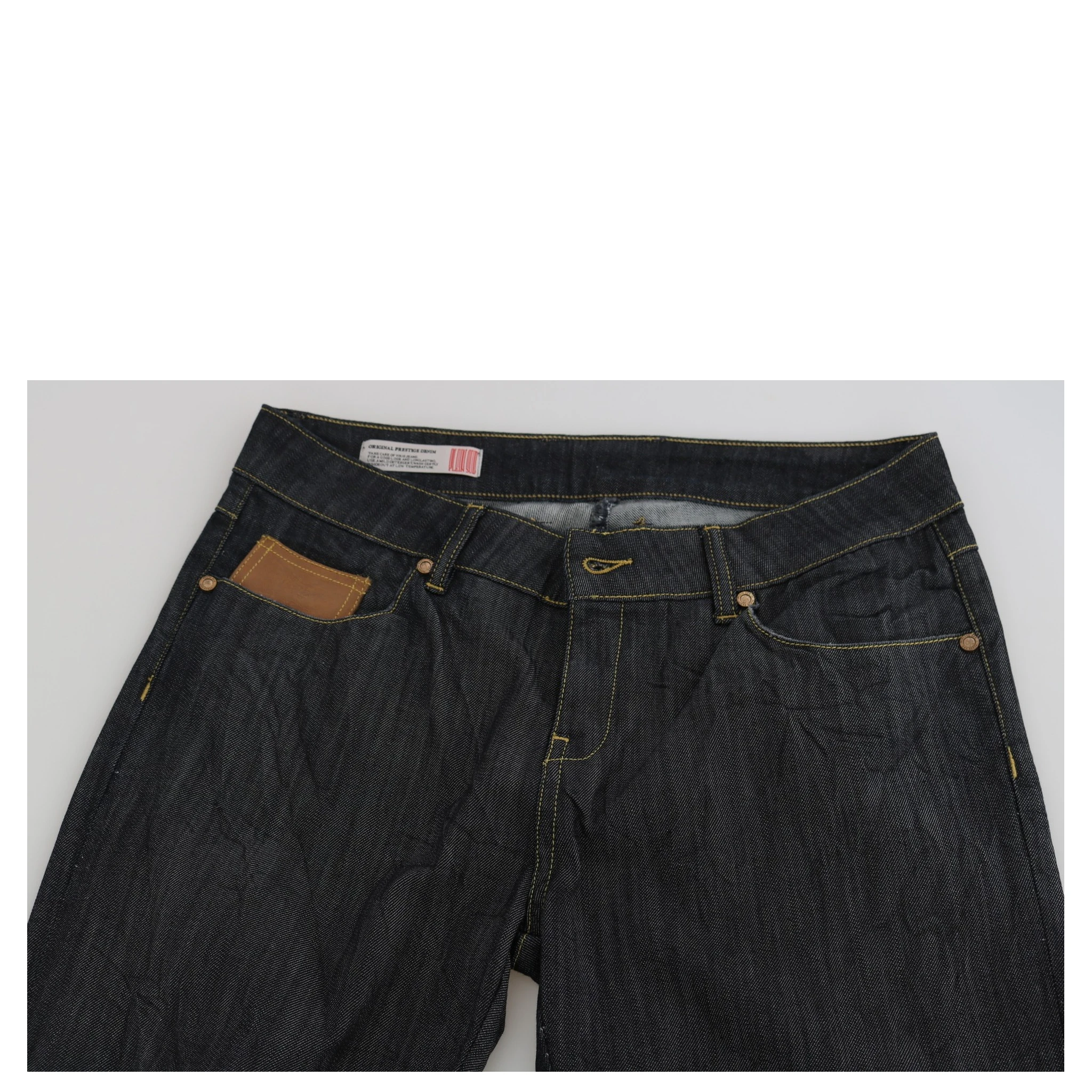 Cotton Blue High Waist Straight Cropped Trouser Jeans