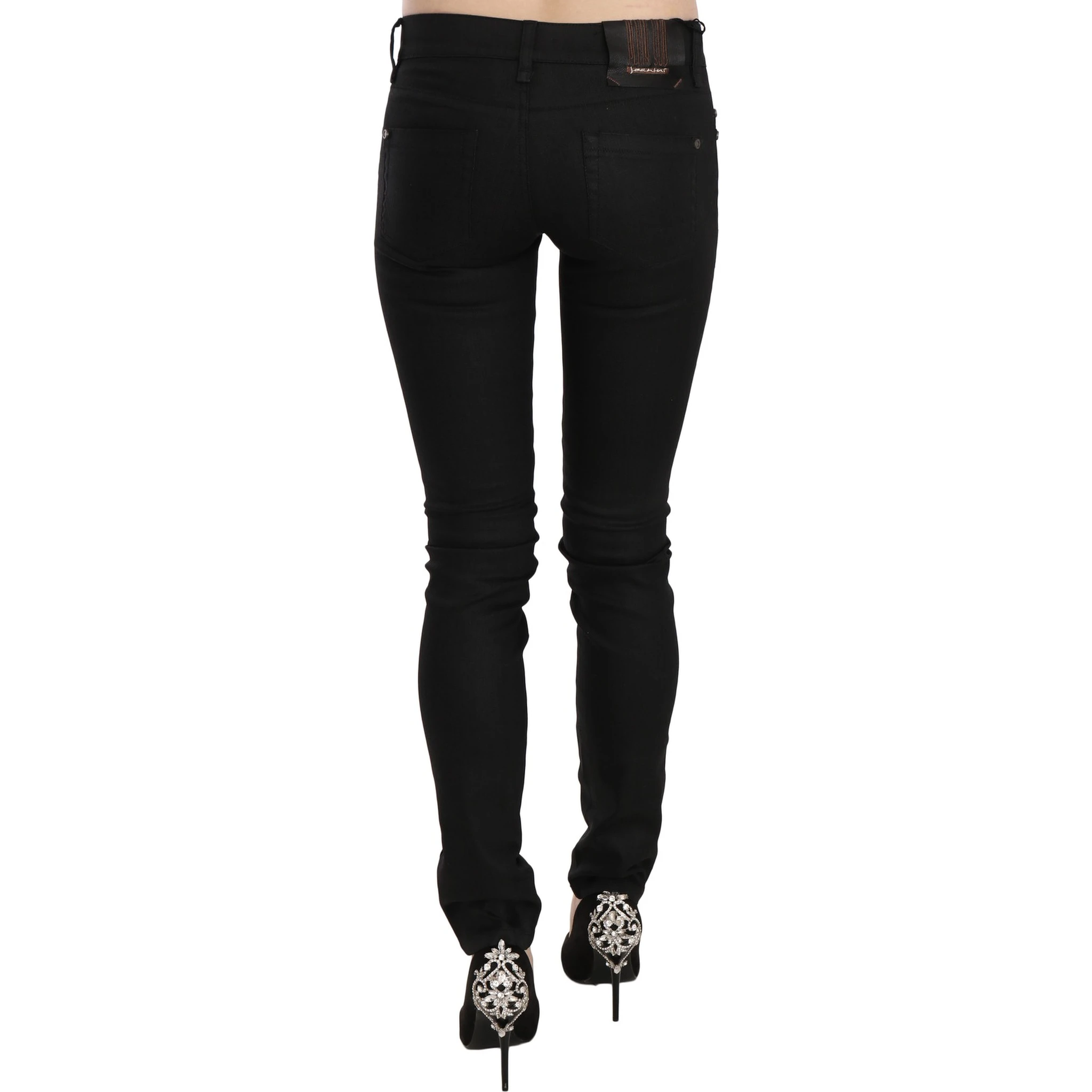 Cotton Black Mid Waist Skinny Denim Jeans