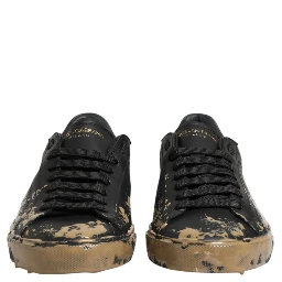 Black Portofino Mud Effect Low Top Sneakers Shoes