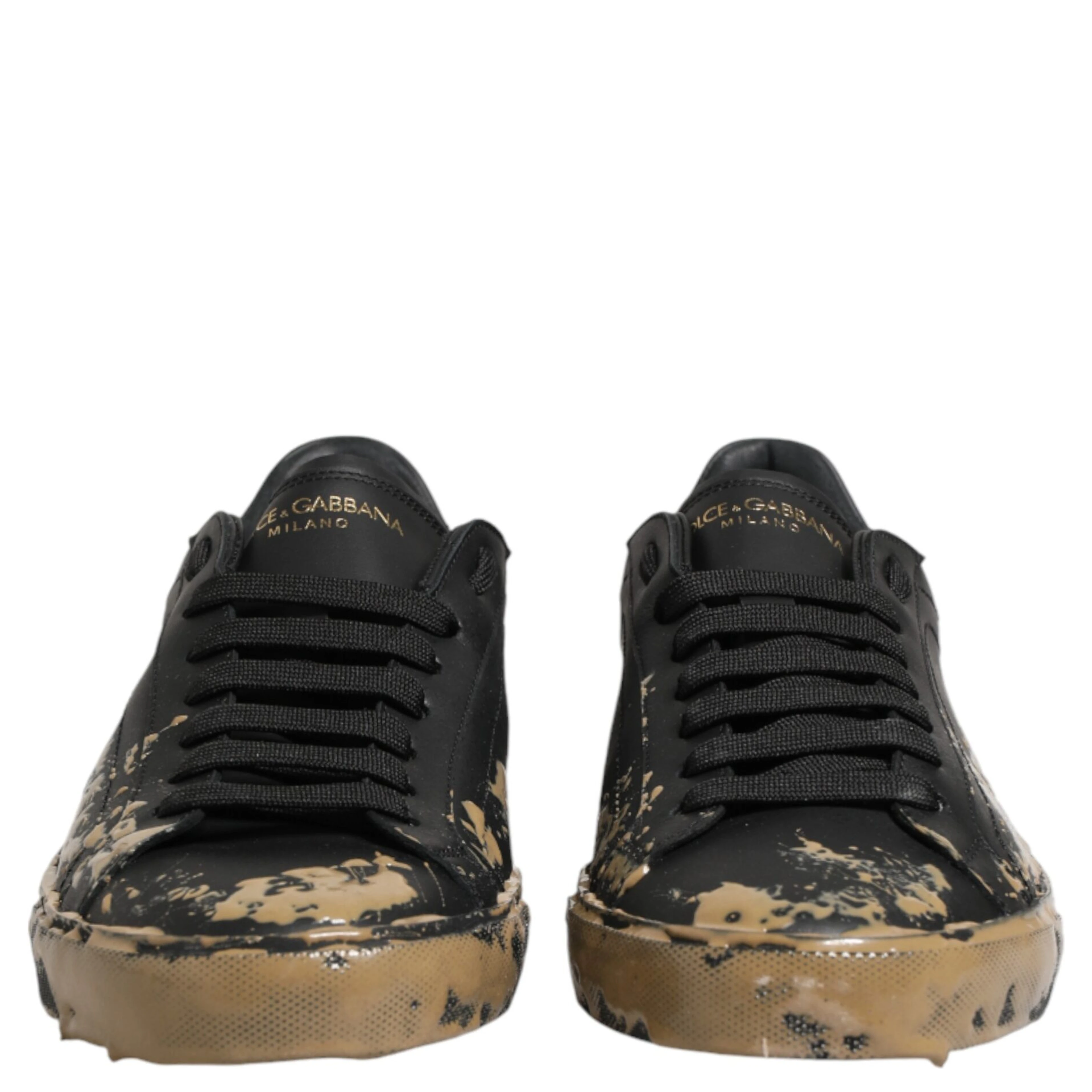 Black Portofino Mud Effect Low Top Sneakers Shoes