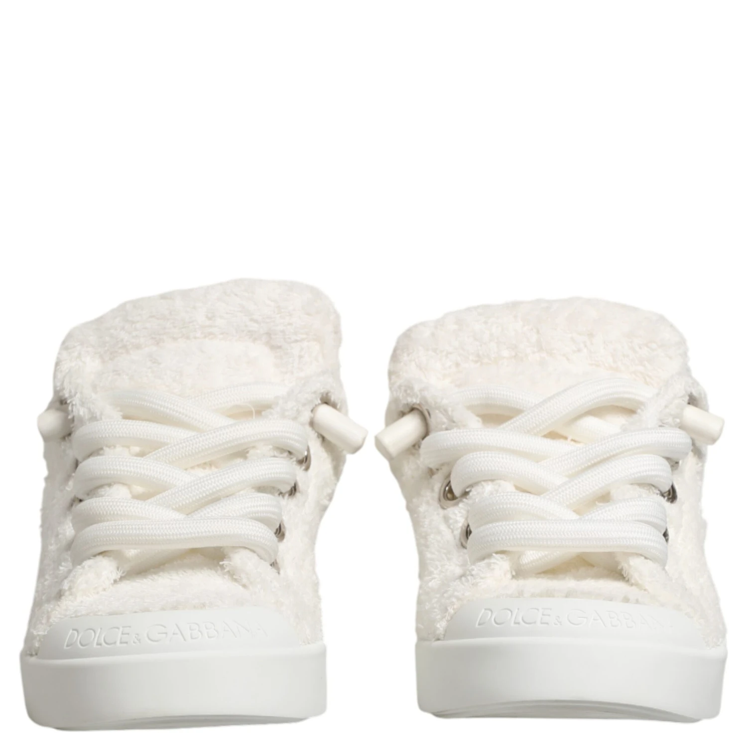White Faux Shearling Low Top Sneakers Shoes