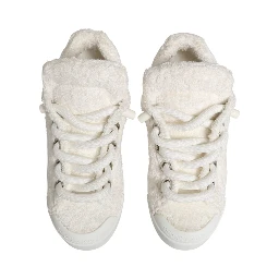 White Faux Shearling Low Top Sneakers  Shoes