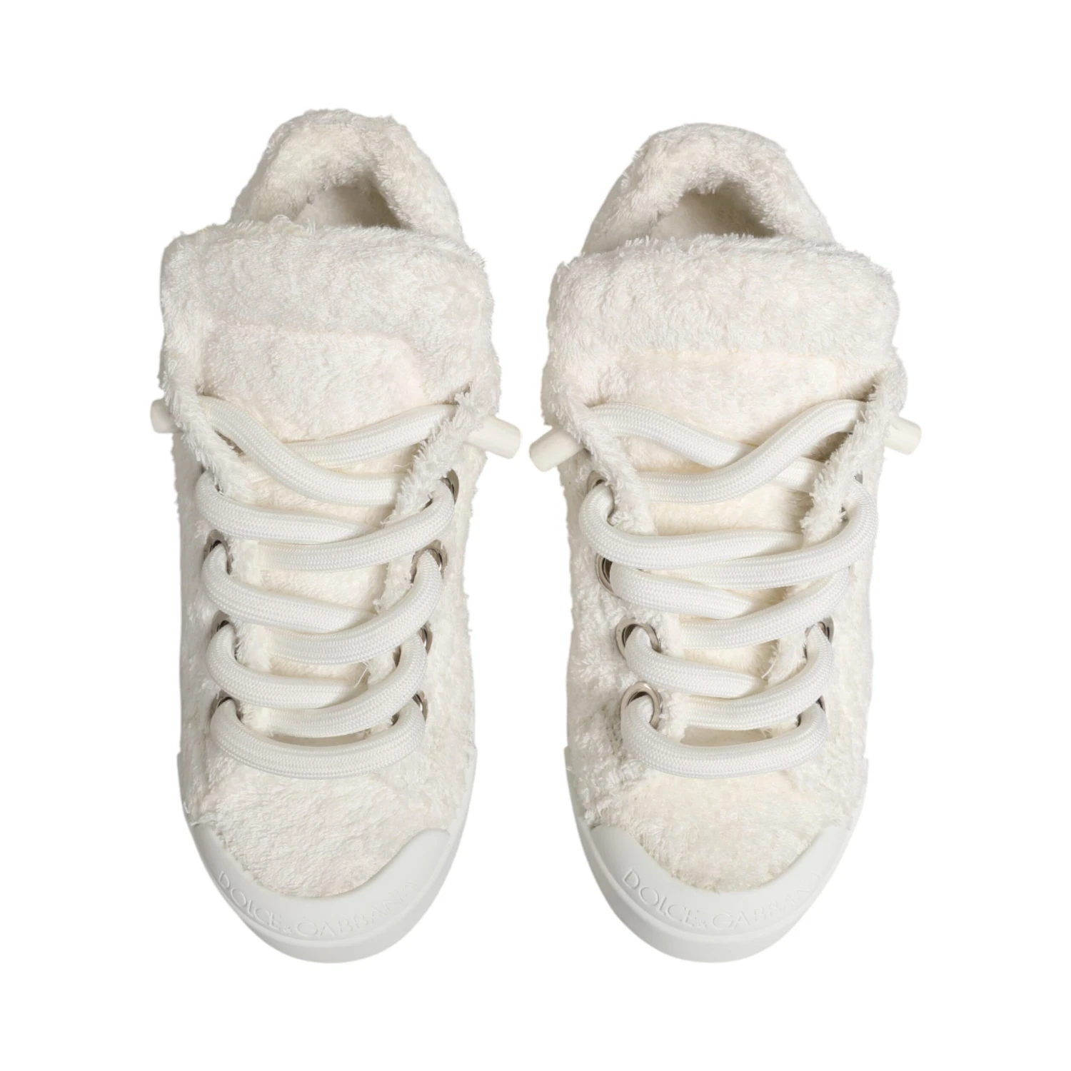 White Faux Shearling Low Top Sneakers Shoes