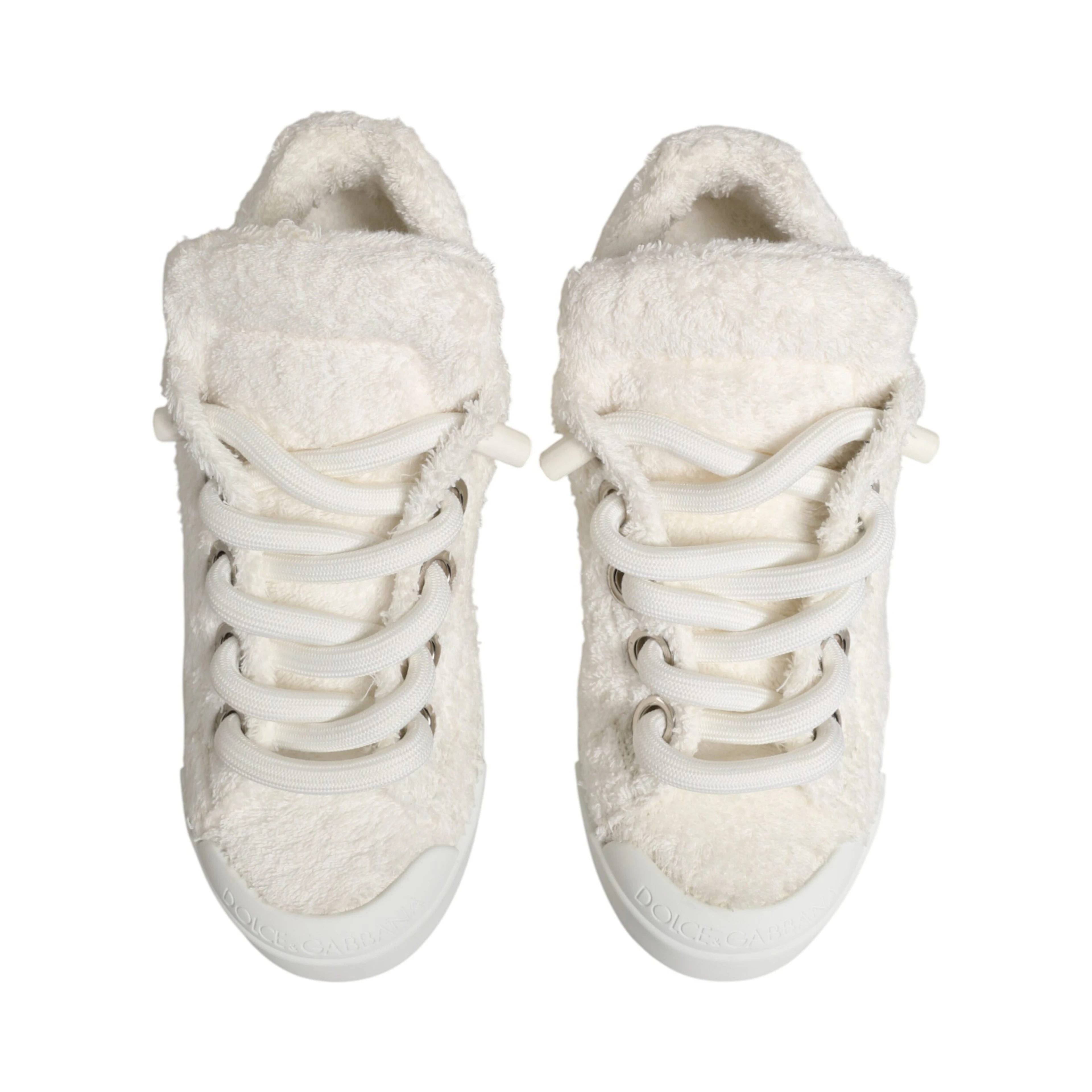 White Faux Shearling Low Top Sneakers  Shoes