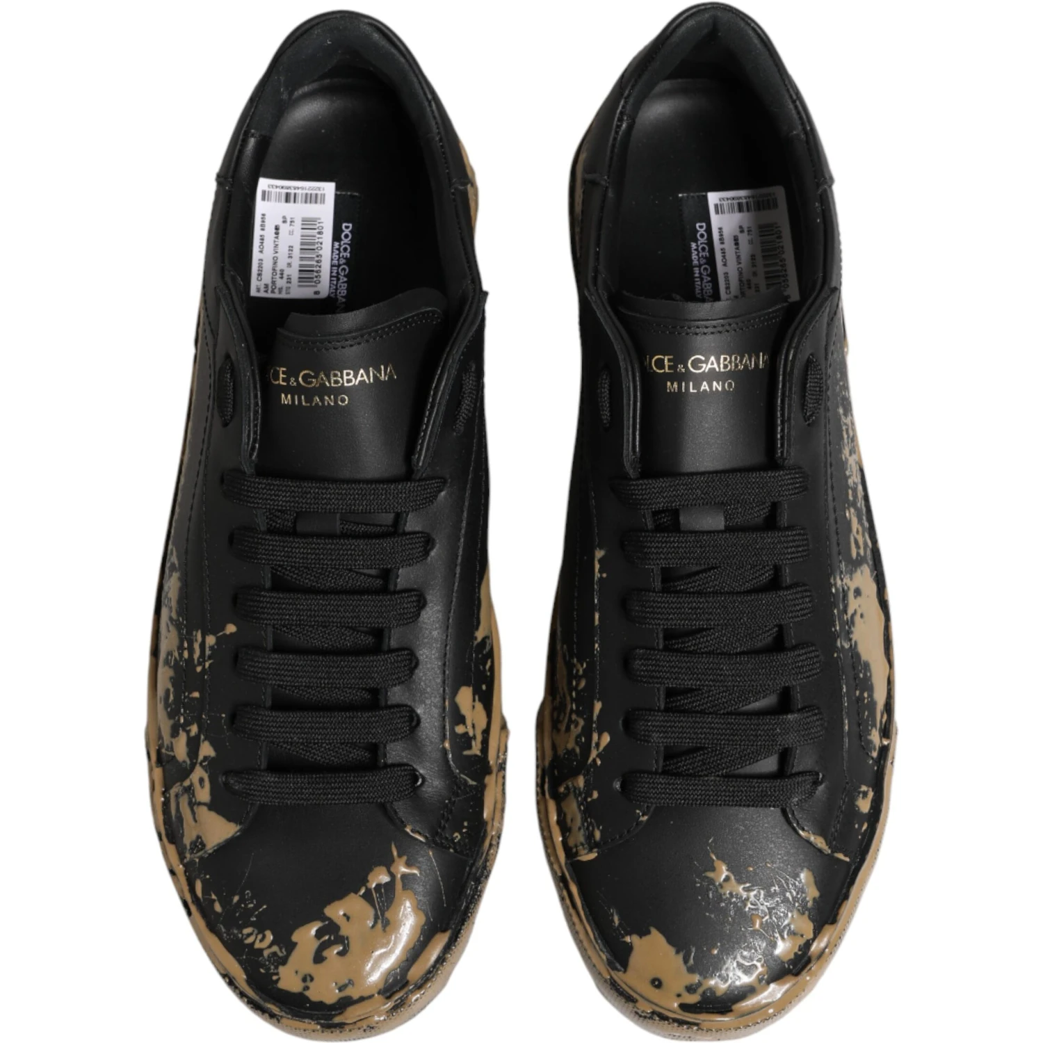 Black Portofino Mud Effect Low Top Sneakers Shoes
