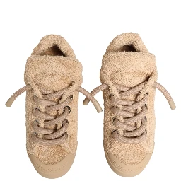 Shoes Beige Faux Shearling Low Top Sneakers