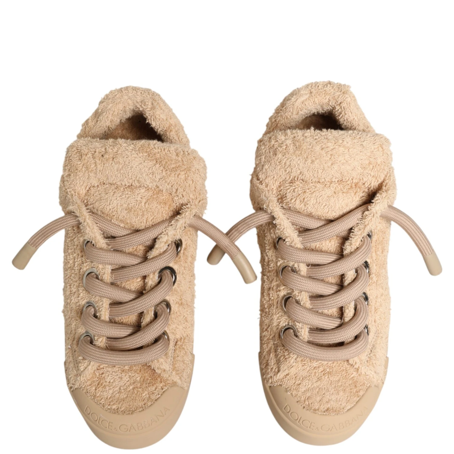Shoes Beige Faux Shearling Low Top Sneakers