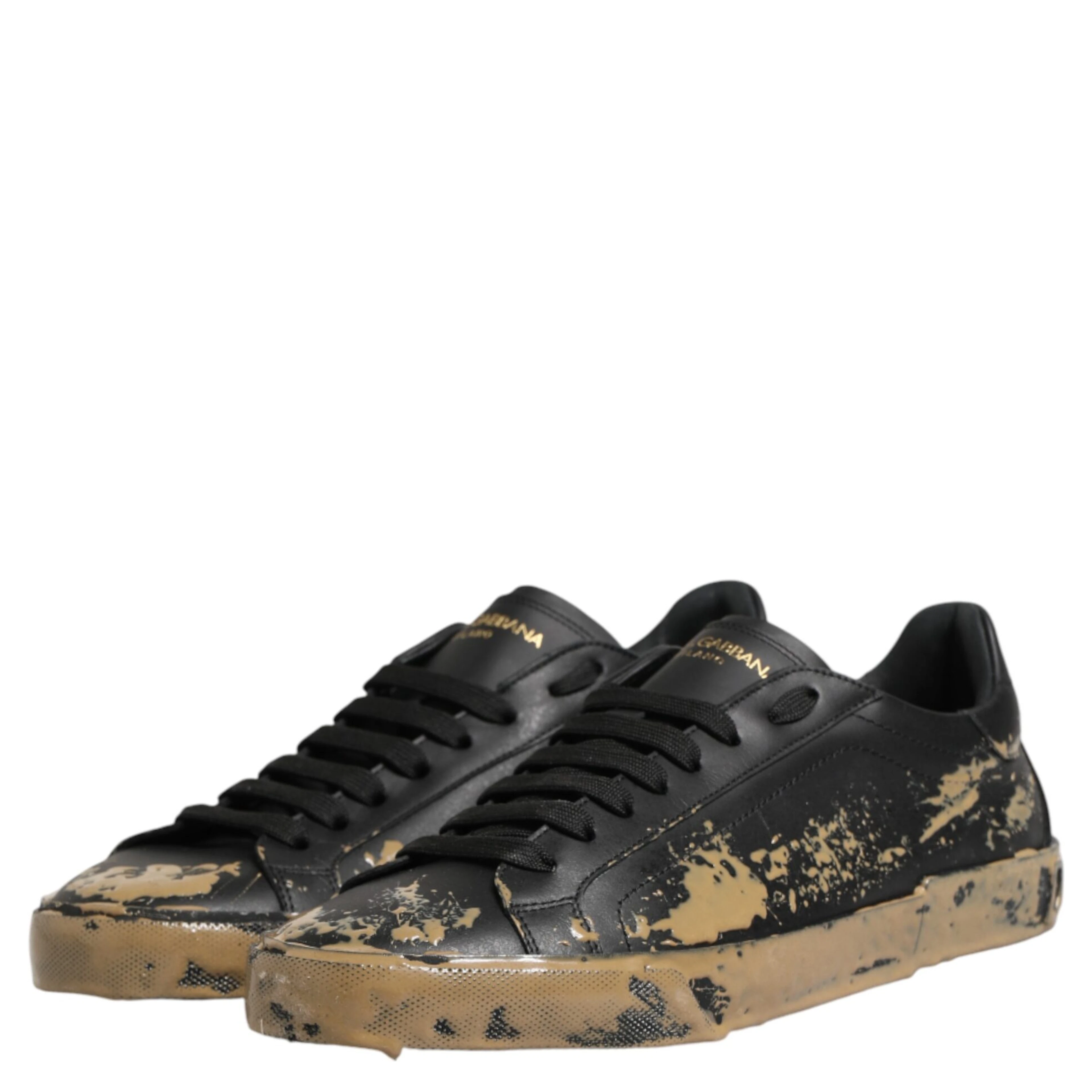 Black Portofino Mud Effect Low Top Sneakers Shoes