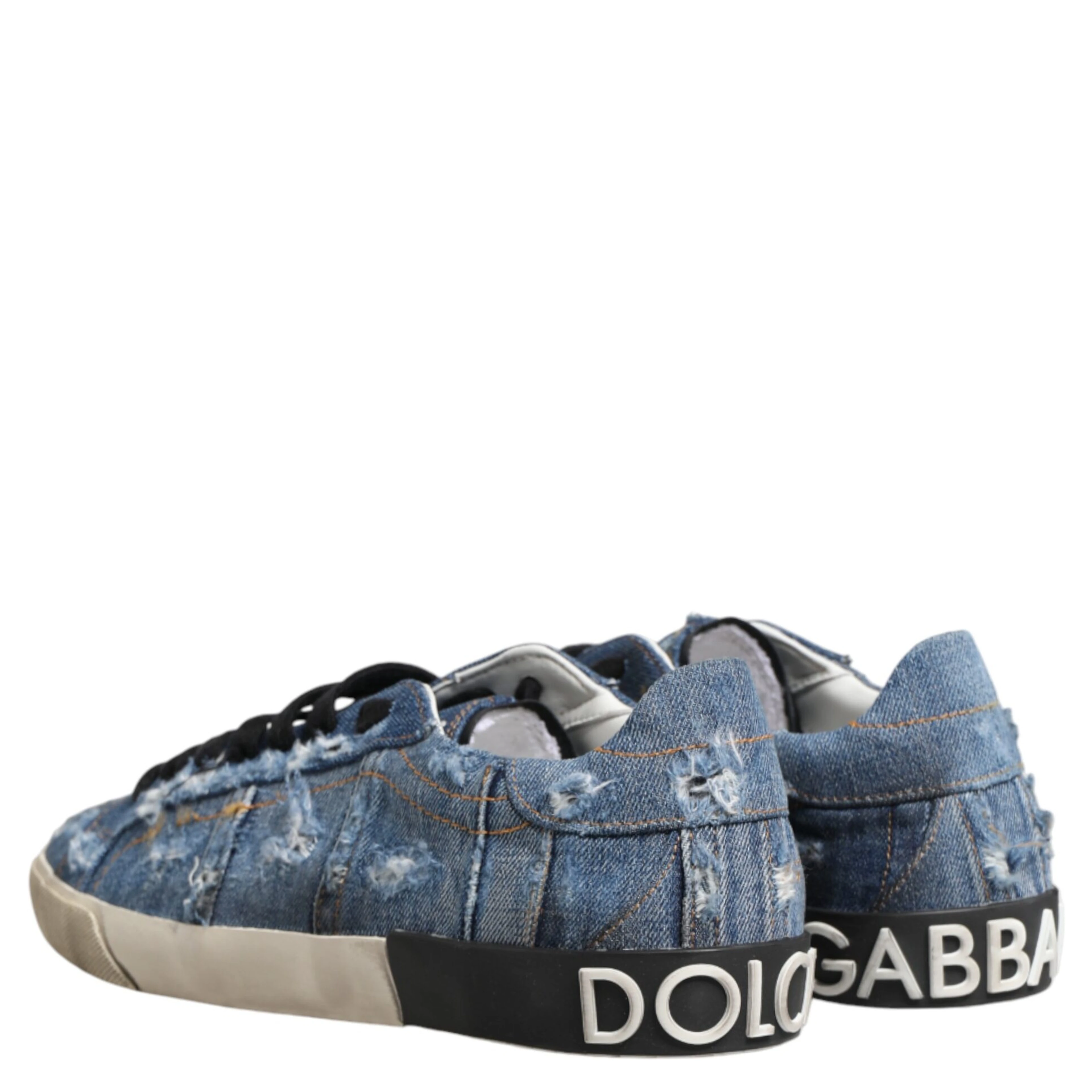 Blue Distressed Denim Low Top Sneakers Shoes