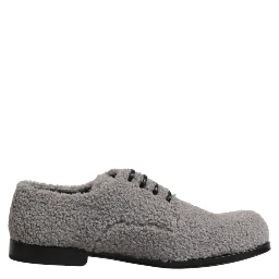 Gray Fleece Lace Up Men Derby Dress Shoes