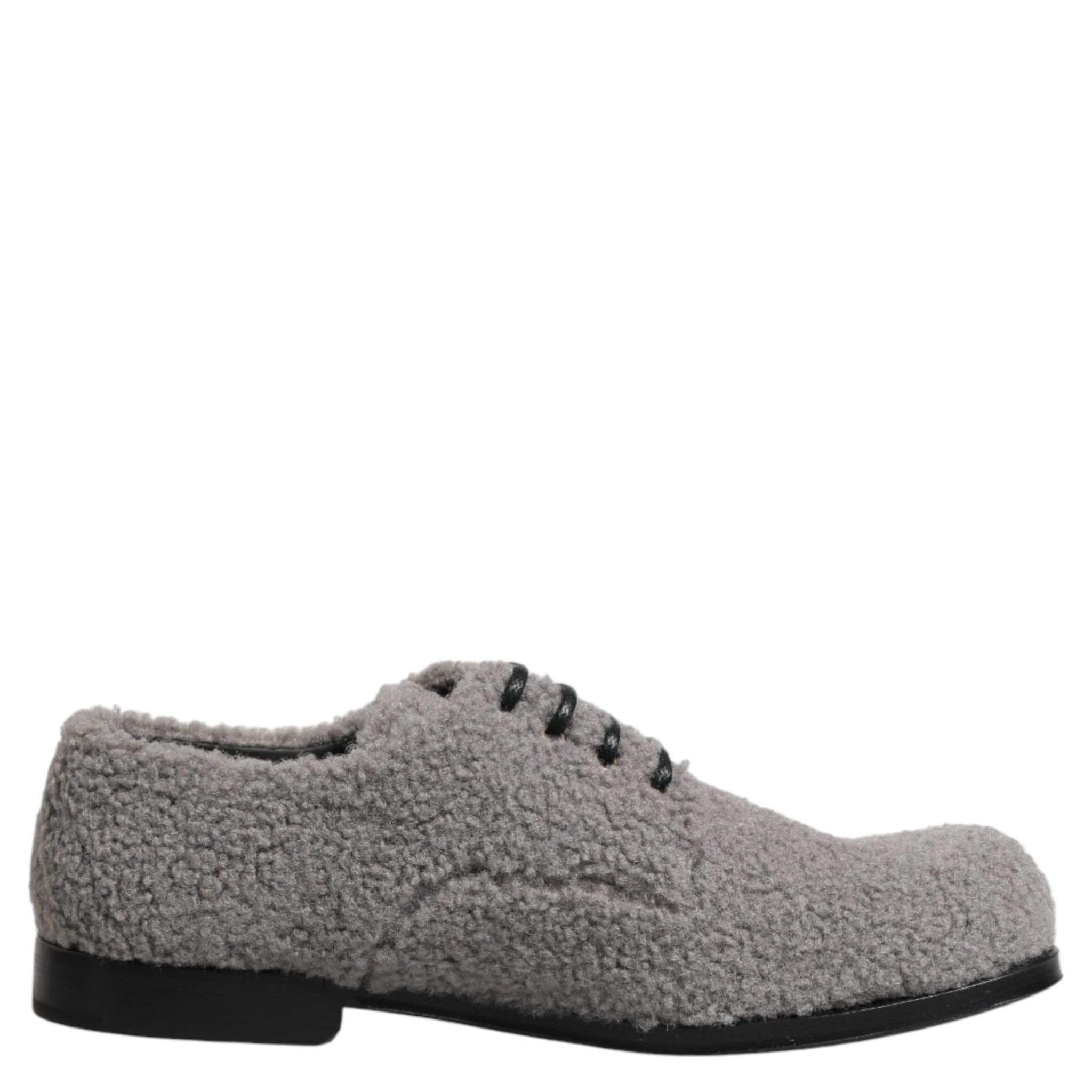 Gray Fleece Lace Up Men Derby Dress Shoes