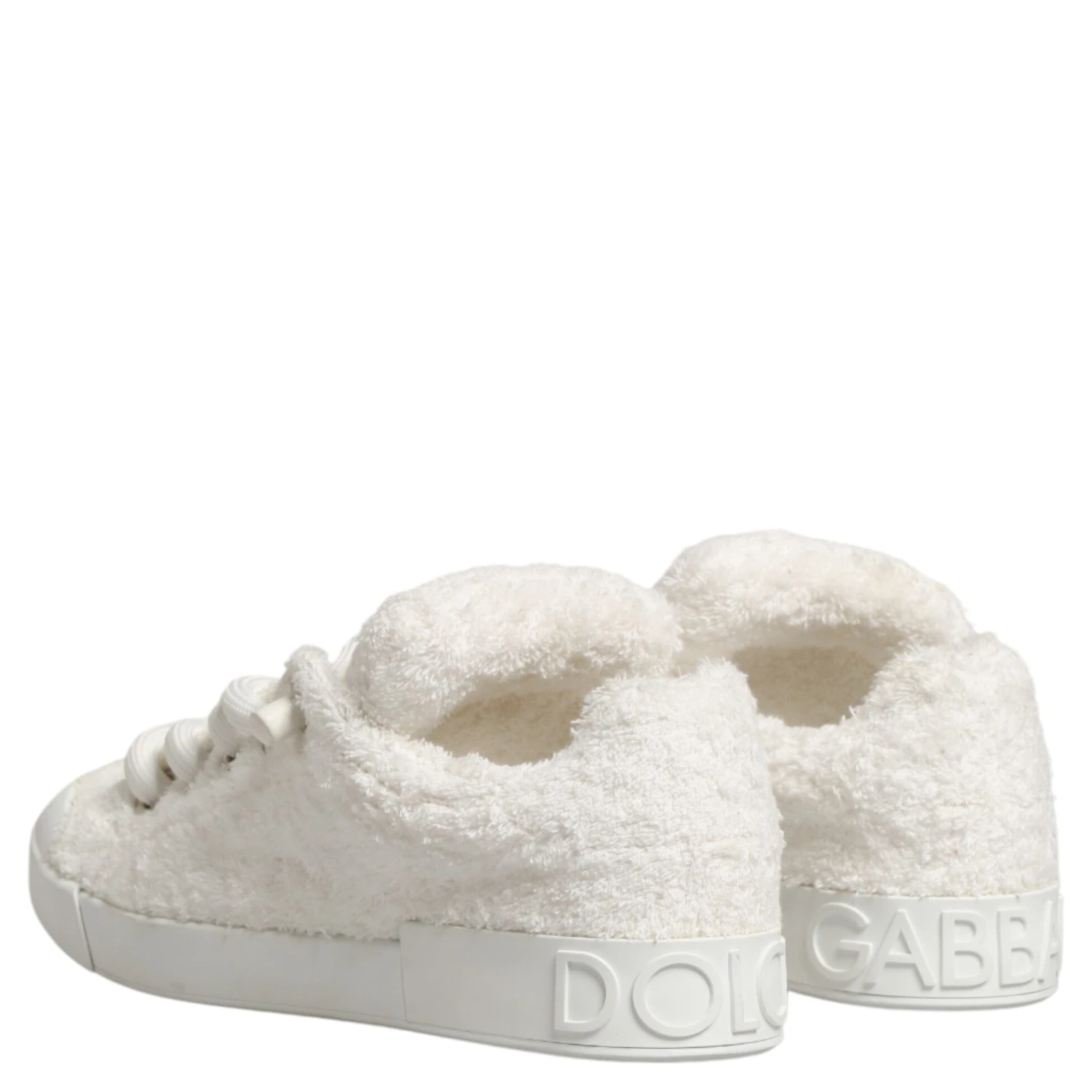 White Faux Shearling Low Top Sneakers Shoes